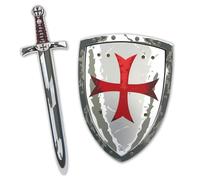 Liontouch - Espada y Escudo de Caballero Cruzado Maltés Edades de 3-8 Años | Juguete de Espuma con Tema Clásico de Cruz Roja | Accesorios para Disfraces y Trajes Reales Medievales para Niños