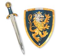 Liontouch Espada y Escudo Medieval de Juguete, Azul - Caballero Noble, 3+ | Set Medieval en EVA Flexible | Espada & Escudo con León Dorado para Disfraces, Juegos de Rol, Combates & Aventuras