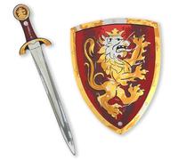 Liontouch Espada y Escudo Medieval de Juguete, Rojo - Caballero Noble, 3+ | Set Medieval en EVA Flexible | Espada & Escudo con León Dorado para Disfraces, Juegos de Rol, Combates & Aventuras
