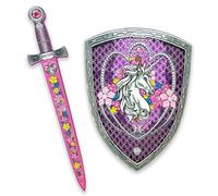 Liontouch - Set de Princesa Unicornio para Niñas Edades de 3-6 Años | Juguete de Espada y Escudo Estilo Medieval con Gemas | Accesorios de Espuma Segura y Duradera para Disfraces y Trajes Reales
