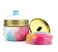 LIONVISON Caja de talco para bebé: estuche de talco medicado con soplo de polvo suave - Tarro de almacenamiento para granos de café, caramelos y artículos pequeños (colorido)