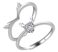 LIOOBO 1par Anillos Ajustables De Diseño De Cuernos Joyería Romántica Para San Valentín Especiales Para Parejas