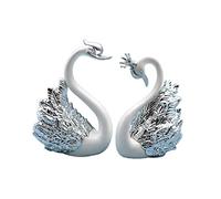 LIOOBO - 2 Piezas de Adornos de Cisne para decoración de Tartas de Cisne para el salpicadero del Coche, estatuas Decorativas para el hogar, Boda, Navidad, Plateado, 7.5 * 11.5 cm