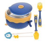 LIOOBO 4 piezas Tazones Inoxidable para Bebés con Ventosa y Diseño Desmontable Color Azul para Papillas y Comidas Calientes Set de Alimentación para Niñas