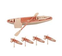 LIOOBO 5 Juegos Miniature Kayak Model with Realistic Paddles and Life Vest Plastic Canoe Ornament For Outdoor Adventure Playset Durable Decoration For Dollhouse and Water Sports
