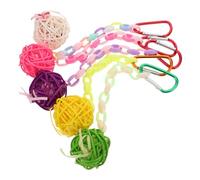 LIOOBO 5 Piezas Jaula Rattan y Accesorios Colgantes para Periquitos y Estimulación Mental y Diversión