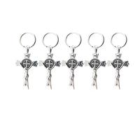LIOOBO 5 Piezas Llavero San Benito Llavero con Cruz Fe Cristiana Elegante Novedad Cristianos