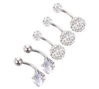 LIOOBO 5piezas Anillo Elegante De Acero Inoxidable Joyería Para Piercings Corporales De Mujer Anillo De Perforación Blanco