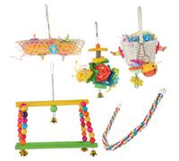 LIOOBO 5piezas Juguete Colgante para Pájaros para Masticar y Jugar Estimula La y Ejercicio Aves Domésticas Decoración para Jaulas De Periquitos y Cacatúas