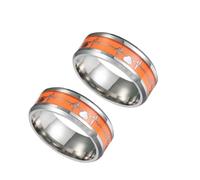 LIOOBO Anillo Estilo Noctilucente Electrocardiograma Unisex Acero Inoxidable Talla Naranja Regalo Novio Anillo Boda Alianzas Matrimonio Finger Mood Ring