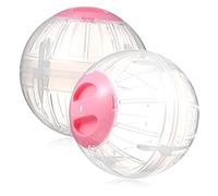 LIOOBO Balones De Ejercicio para Hámster 2piezas, Bolas De Correr De Plástico Transparente Rosa 14.5cm, Ventiladas, Seguras para Mascotas Pequeñas, Accesorio para Hámster Pequeño Casa