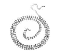 LIOOBO Cadena de Cintura de Cuerpo para Mujer con Rhinestone Plata Joyería de Playa y Bikini Decoración Elegante para Verano