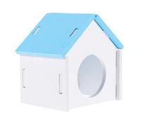 LIOOBO Casa para Hámster y Pequeños Animales, Nido de Descanso Miniatura Diseño Azul para Cobayas, Erizos y Ratones, Refugio Cómodo y Seguro para Mascotas Pequeñas