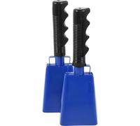 LIOOBO Cencerros de Vaca Mano 2 Piezas Azul Generadores de Ruido Fuertes para Partidos de Fútbol y Eventos Deportivos, Instrumentos de Percusión Manual para Animación y Celebración