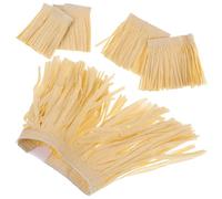 LIOOBO Falda Hawaiana de Rafia Sintética Amarilla Flecos y Banda Elástica Talla Única, Conjunto de 5 Piezas para Fiestas Tropicales y Disfraces Temáticos