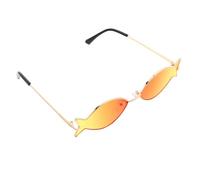 LIOOBO Gafas de Sol Originales Forma de Pez, Marco Metálico Dorado y Lentes Naranjas, Accesorio para Fiestas Hawaianas y Playa, Gafas Divertidas para Verano y Fotomatón, Diseño Ligero