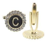 LIOOBO Gemelos de Camisa para Hombre Pequeños Insignia de Letra, Accesorios de Traje Elegantes y Delicados, de Gemelos para Camisa Formales, Uso en Bodas y Eventos