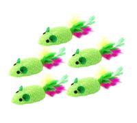 LIOOBO Juguete Interactivo 5 Piezas Plumas para Gatos Verde Ratón Tejido y Protección de Muebles para Atracción Felina Adecuado para Gatitos