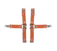 LIOOBO Ligas de Pierna Punk de Cuero Sintético Forma de Corazón, 2 Piezas, Color Café Claro, Ajustables y Elásticas para Cosplay, Baile y Estilo Urbano