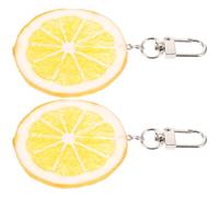 LIOOBO Llavero Decorativo Forma de Limón para Colgar en Bolsas o Mochilas, Hecho de Plástico y Metal, Paquete de 2 Piezas Adecuado para Accesorios y Decoración