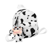 LIOOBO Mochila Lona Estampado Vaca para Mujer y Niñas Gran Capacidad Diseño Adorable con Colgante de Peluche para Viajes Compras y Diario