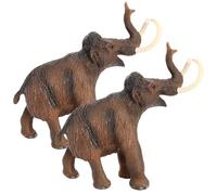 LIOOBO Modelo de Criaturas Prehistóricas Mamut de Plástico Realista, 2 Piezas, Figura Educativa, Juguete de Animales Salvajes para Decoración y Juego Interactivo