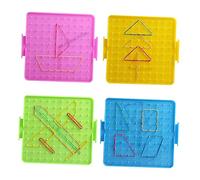 LIOOBO Tabla de Uñas para Niños 4 Piezas Juguete de Aprendizaje de Matemáticas Tablero de Uñas de Doble Cara Instrumento de Enseñanza de Geometría para de