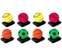 Liooce 8 Piezas Pelotas Elásticas, Pelota de Goma con Correa para la muñeca, Pelotas con Goma Elastica