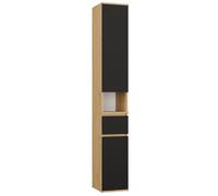 LIOR 2D1S ROBLE ARTISAN / NEGRO Armario Columna con Cajón para Oficina