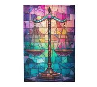 Liorosa 1000 piezas de rompecabezas de madera para adultos, escala de justicia con detalles de piedras preciosas, fondo de mosaico colorido, las piezas encajan perfectamente, disfruta resolviendo