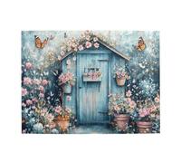 Liorosa Blue Cottage - Rompecabezas de 500 piezas para adultos, casa de madera caprichosa rodeada de flores y mariposas revoloteando, diseño vibrante y único, disfruta resolviendo rompecabezas con tu