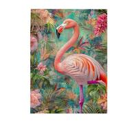 Liorosa Graceful Flamingos Duo In Emerald Paradise - Rompecabezas de madera de 500 piezas para adultos, arte de vida silvestre, vibrante y único, adecuado para recreación familiar y decoración de