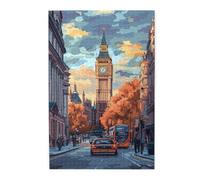 Liorosa Historic London Panorama 1000 piezas de rompecabezas de madera para adultos, cada pieza es única, pasatiempos exploratorios y desafíos, disfruta resolviendo rompecabezas con familiares y