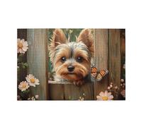 Liorosa Lovely Dog & Butterfly Garden 1000 piezas de rompecabezas de madera para adultos, estética clásica vintage, piezas encajan perfectamente, ejercitan la capacidad práctica y pensar paciencia