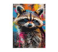 Liorosa Raccoon Rhapsody 500 piezas de rompecabezas de madera para adultos, divertidos retratos callejeros de vida silvestre, piezas encajan perfectamente, relajación profunda para ti, completo con
