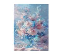 Liorosa Romántico rompecabezas floral sinfonía para adultos, 500 piezas, rosas pastel y arte de flores azules, rompecabezas de madera de alta dificultad, disfruta del proceso de resolución de