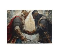 Liorosa Rompecabezas de batalla de reyes para adultos, 500 piezas, ilustración de rey de diseño retro, estética clásica vintage, adecuado para ocio y entretenimiento familiar, ejercicio cerebral