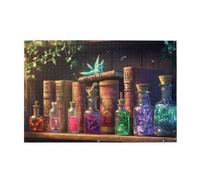 Liorosa Rompecabezas de botella mágica de colores y libro para adultos, 1000 piezas, estética clásica vintage, cada pieza es única, montaje práctico de tu decoración del hogar, arte de pared, regalos