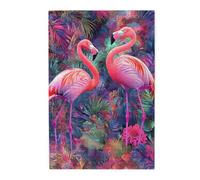 Liorosa Rompecabezas de elegancia tropical para adultos, 1000 piezas, flamencos entre follaje exuberante, desafío de colores vibrantes de la selva, cada pieza es única, montaje práctico de decoración