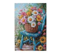 Liorosa Rompecabezas para adultos, 1000 piezas, explosión de colores, flores silvestres en abundancia en una cesta rústica. Cada pieza tiene un pétalo de alegría, ideal para crear un encantador punto