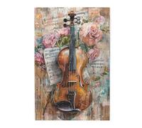 Liorosa Rompecabezas Serenade In Bloom para adultos, 1000 piezas. Violín detallado rodeado de rosas, acuarela suave, decoración sofisticada del hogar, regalo para los amantes de las flores y la música