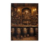 Liorosa Vintage Tavern - Rompecabezas de madera para adultos, 500 piezas, escena clásica medieval de taberna, obra de arte única para adultos, diseño vibrante, ejercicio de habilidades prácticas y