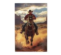 Liorosa Wild West Cowboy Riding Horse At Sunset - Rompecabezas de 1000 piezas para adultos, escena occidental desafiante para adultos, las piezas encajan perfectamente, disfruta resolviendo