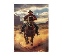 Liorosa Wild West Cowboy Riding Horse At Sunset - Rompecabezas de 500 piezas para adultos, escena occidental desafiante para adultos, las piezas encajan perfectamente, disfruta resolviendo