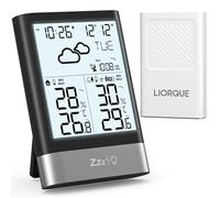LIORQUE Estacion Meteorologica Interior Exterior con Función RCC, Estación Meteorológica con Sensor Exterior, Pantalla de Retroiluminación LCD Temperatura Humedad Presión Fecha Previsión Meteorológica
