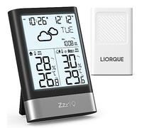 LIORQUE Estacion Meteorologica Interior Exterior, Estación Inalámbrica con Sensor Exterior, Pantalla de Retroiluminación LCD Temperatura Humedad Presión Fecha Previsión Meteorológica