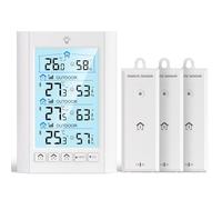 LIORQUE Estacion Meteorologica Interior Exterior, Termómetro Higrómetro con 3 Sensor Exterior, Pantalla LCD Retroiluminada, Conmutable ℃/℉, Indicador de Nivel de Confort
