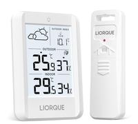 LIORQUE Estacion Meteorologica Interior Exterior, Termómetro Higrómetro con Sensor Exterior, Pantalla LCD Retroiluminada Temperatura Humedad Previsión Meteorológica