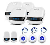 LIOTOIN Botón de Llamada de Emergencia para Ancianos, Buscapersonas Inalámbrico de Cuidador Sistema de Alarma para Pacientes Personas Mayores Hogar, 5 Transmisores y 4 Receptores … … …