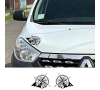 LIOUFTT Pegatinas para capó de Coche, aptas para Furgonetas Renault Dacia Dokker Camper, calcomanías de Vinilo con gráficos de Rayas y brújula de montaña